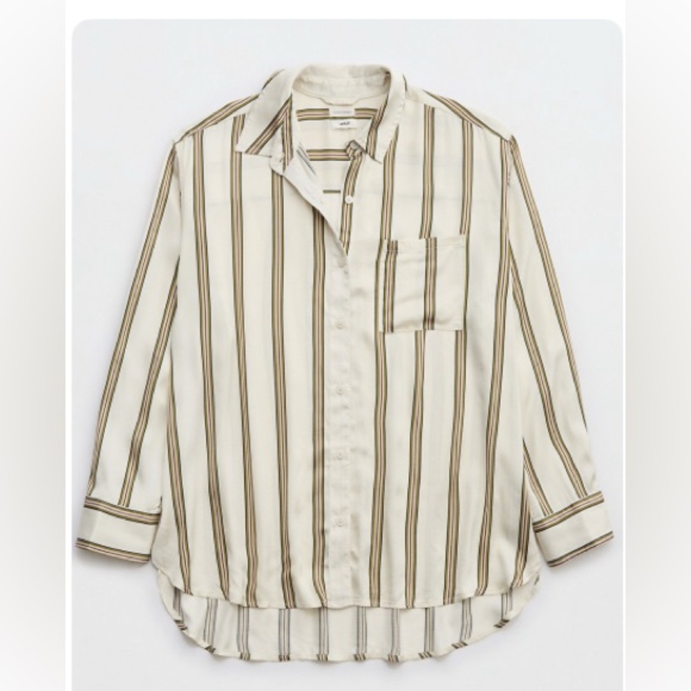 Aerie Satin PJ-To-Party Shirt | Size: Medium